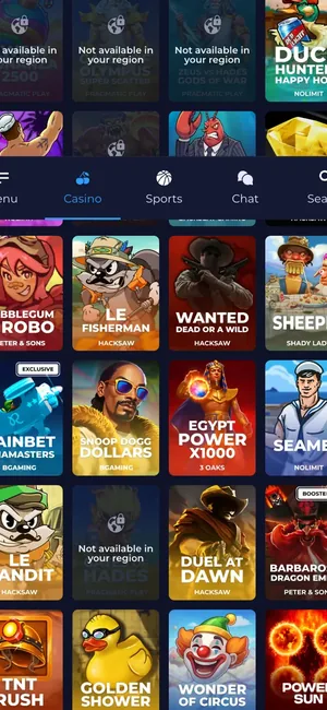 Rainbet Kassenbereich zur Einzahlung